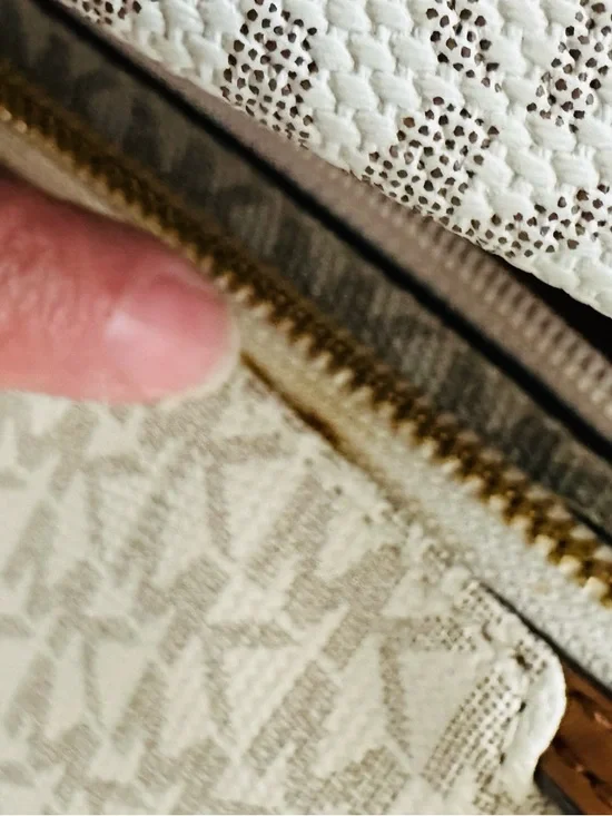 Michael Kors Cream White Logo-Print Crossbody with Tan Trim - Picture 8 of 13